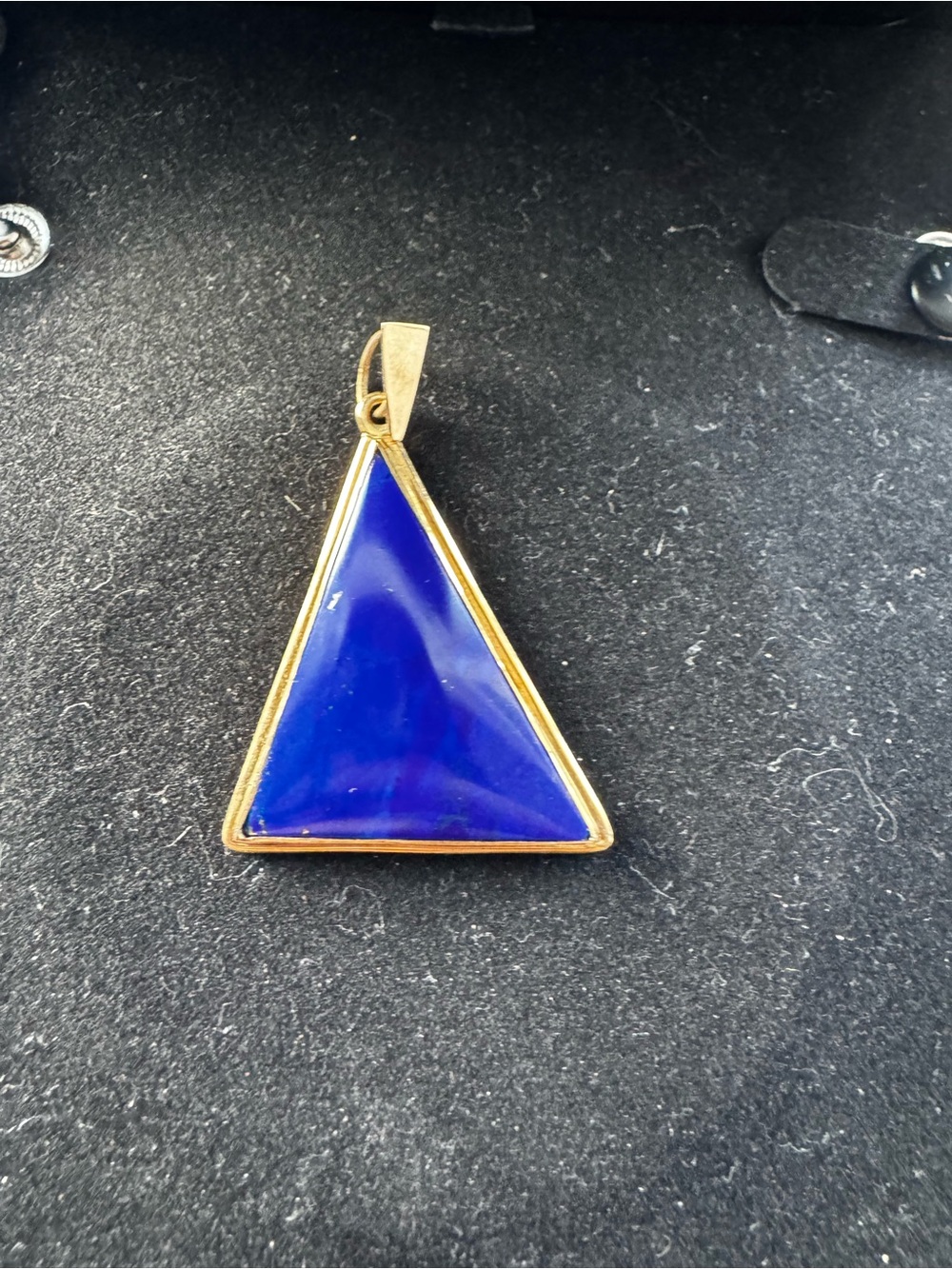 Solid 14k Gold lapis Triangle Pendant